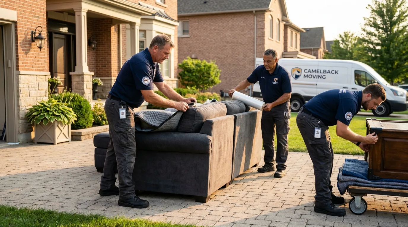 Large estate moving crew wrapping furniture in Chenoa, IL